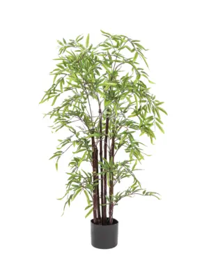 Compacte Bamboe Kunstplant Zwart 110cm met realistische bladeren en donkere stammen