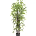 Kunstbamboeplant zwart 140cm met realistische bladeren en stevige zwarte stammen.