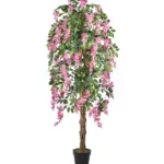 Kunstbloemen Boom Kiruna Roze 180cm met hangende roze bloemtrossen