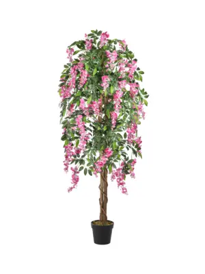 Kunstbloemen Boom Kiruna Roze 180cm met hangende roze bloemtrossen