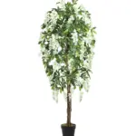 Realistische kunstboom wit 180cm met hangende Wisteria bloemen