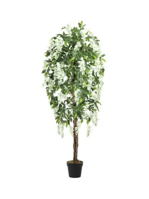 Realistische kunstboom wit 180cm met hangende Wisteria bloemen