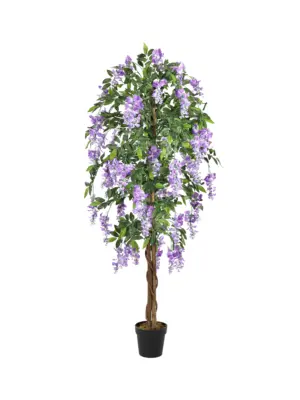 Paarse Wisteria kunstbloemboom met groene bladeren