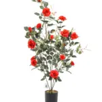 Levensechte kunststruik met romantische rode rozen van 120cm