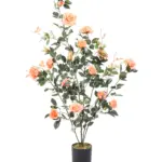 Levensechte kunststruik met romantische roze rozen van 120cm