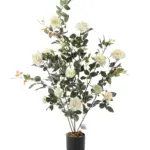 Levensechte kunststruik met romantische witte rozen van 120cm