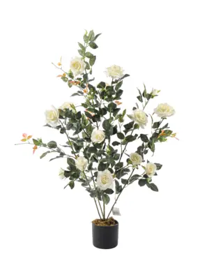 Levensechte kunststruik met romantische witte rozen van 120cm