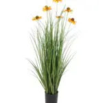 Kunstgrasplant met gele bloemen in pot