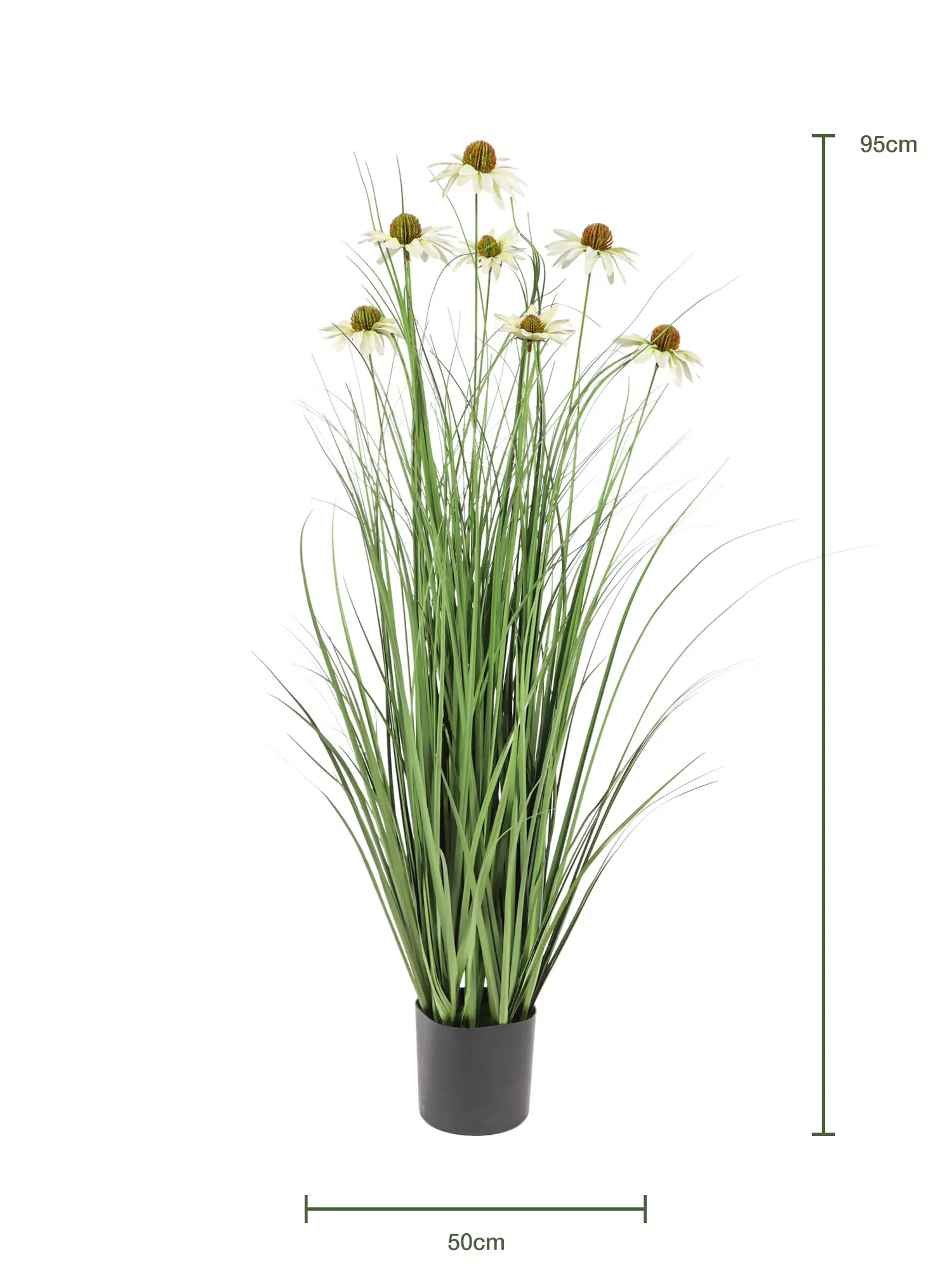 Kunstbloemen grasplant wit in sierpot 95cm