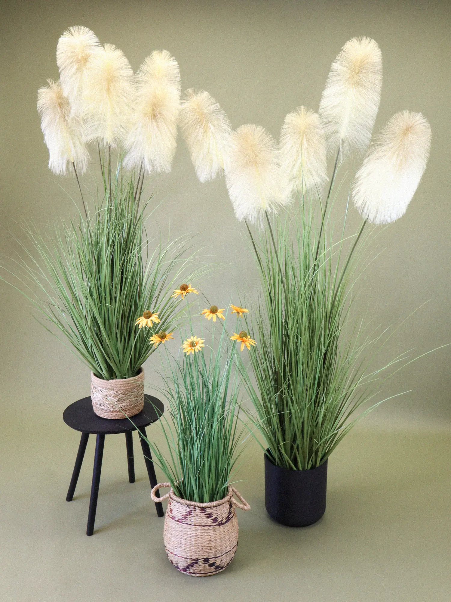 Grote kunstplant Pampasgras 150cm in pot met natuurlijke kleurstelling