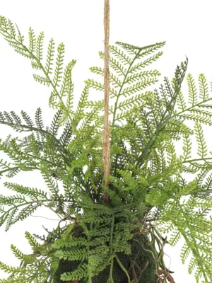 Kunst kokedama mosbol met realistische luchtwortels – Kunstpalm.nl