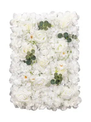 Kunstbloemenwand Paneel Wit 40x60 cm – volle witte bloemenmat van Kunstpalm.nl