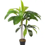 Dracaena kunstplant groen 110cm met drie stammen, lange bladeren en een opgerold nieuw blad