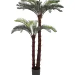 Kunst Cycaspalm Lombok 160cm met twee donkere stammen en donkergroene bladeren