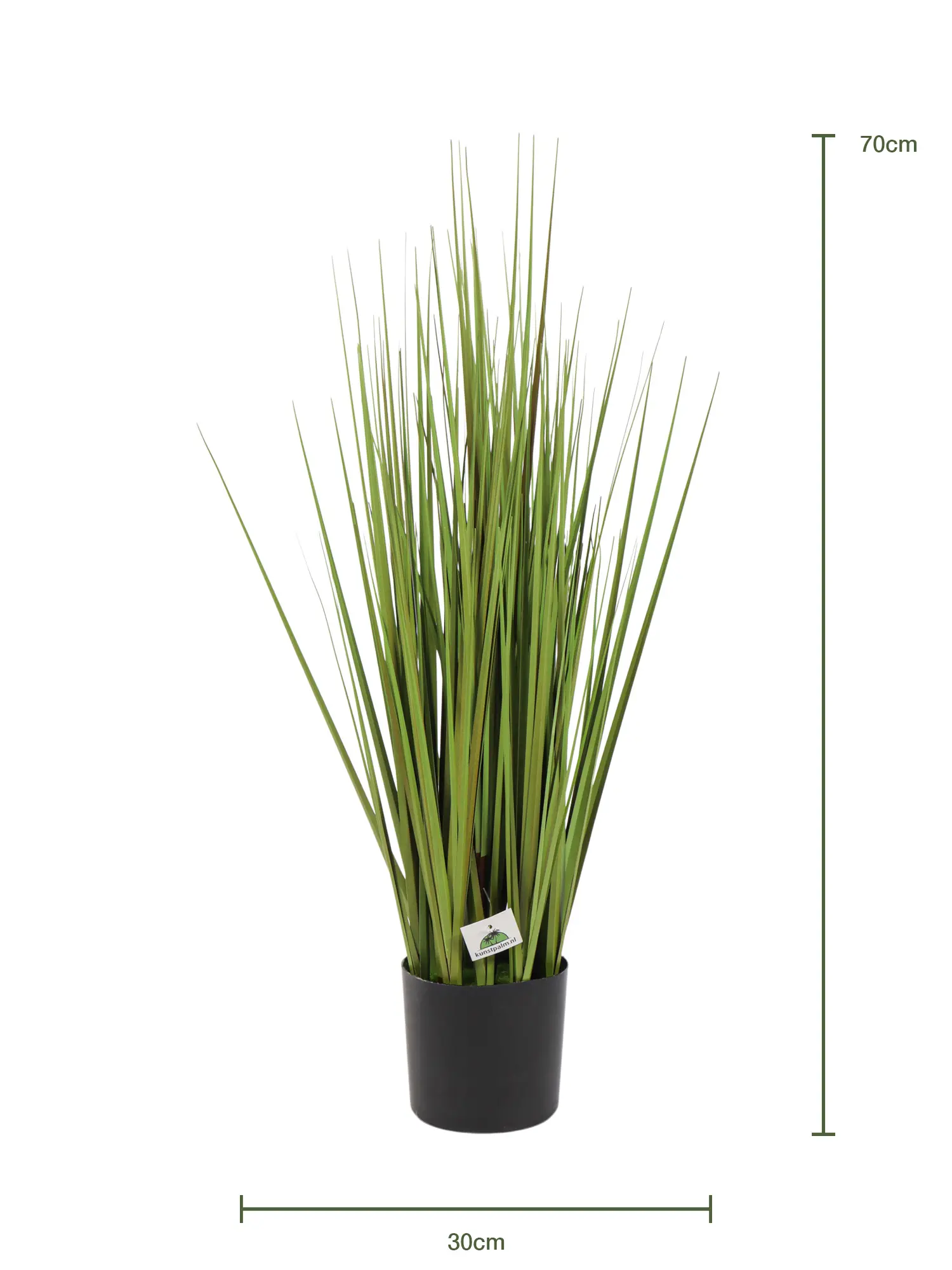 Kunstgrasplant In Pot 70cm met volle groene grashalmen in zwarte pot
