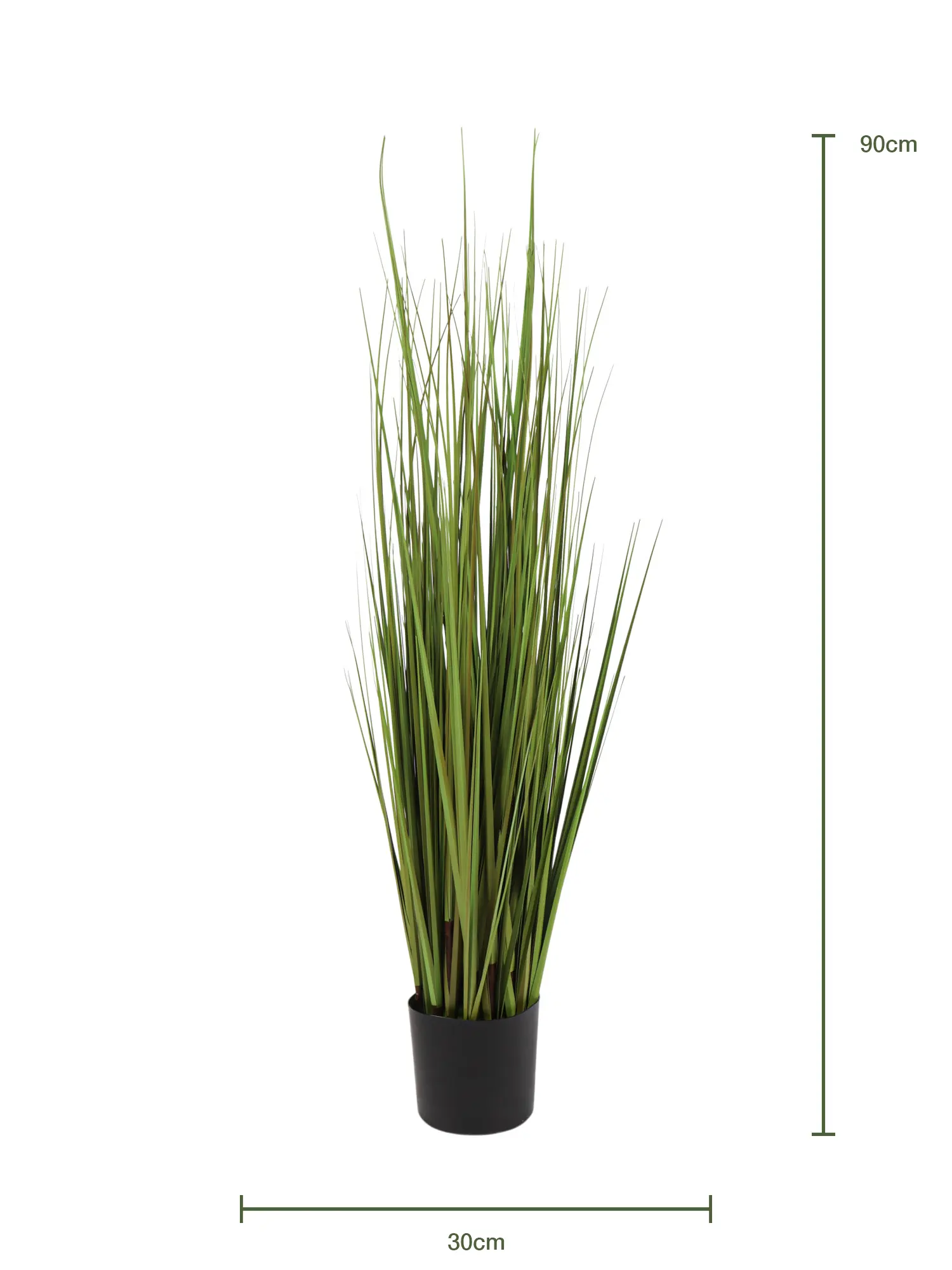 Kunstgrasplant In Pot 90cm met volle groene grashalmen in zwarte pot