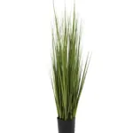 Kunstgrasplant In Pot 90cm met volle groene grashalmen in zwarte pot