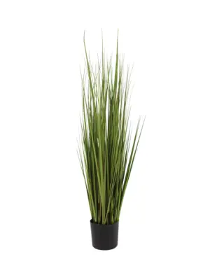 Kunstgrasplant In Pot 90cm met volle groene grashalmen in zwarte pot