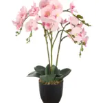Kunstplant orchidee roze 70cm met drie stammen en grote roze bloemen.