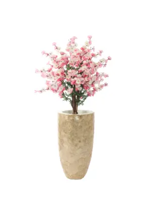 Kunst Bloesemboom Roze Wit 90cm – kleine, levensechte nepbloesemboom met lianen en drie dubbele stam