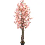 Kunst bloesemboom sakura roze 180 cm, luxe levensechte kunstboom met verfijnde roze bloesems en natuurlijke houten stam.