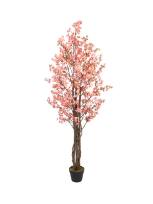 Kunst bloesemboom sakura roze 180 cm, luxe levensechte kunstboom met verfijnde roze bloesems en natuurlijke houten stam.