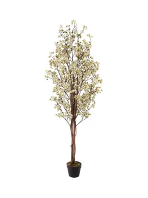 Kunst Bloesemboom Sakura Wit 180 cm – grote witte kunstbloesemboom met natuurlijke lianen en dubbele stam van Kunstpalm.nl
