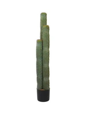Kunst Cactus Saguaro 130cm – levensechte kunstcactus met drie natuurlijke zuilen en vaalgroene kleur van Kunstpalm.nl