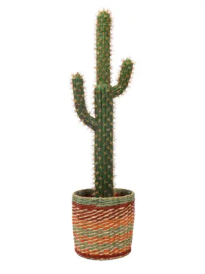 Western Cactus Zalapa 90cm – levensechte kunstcactus met zijarmen en geelbruine naaldjes voor decoratie en rekwisieten