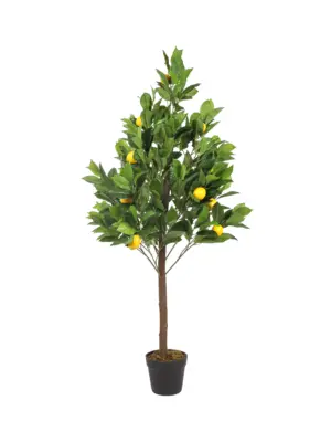 Kunst Citroenboom Valencia 130 cm – levensechte kunstfruitboom met 18 realistische citroenen en natuurlijk groen blad, verkrijgbaar bij Kunstpalm.nl