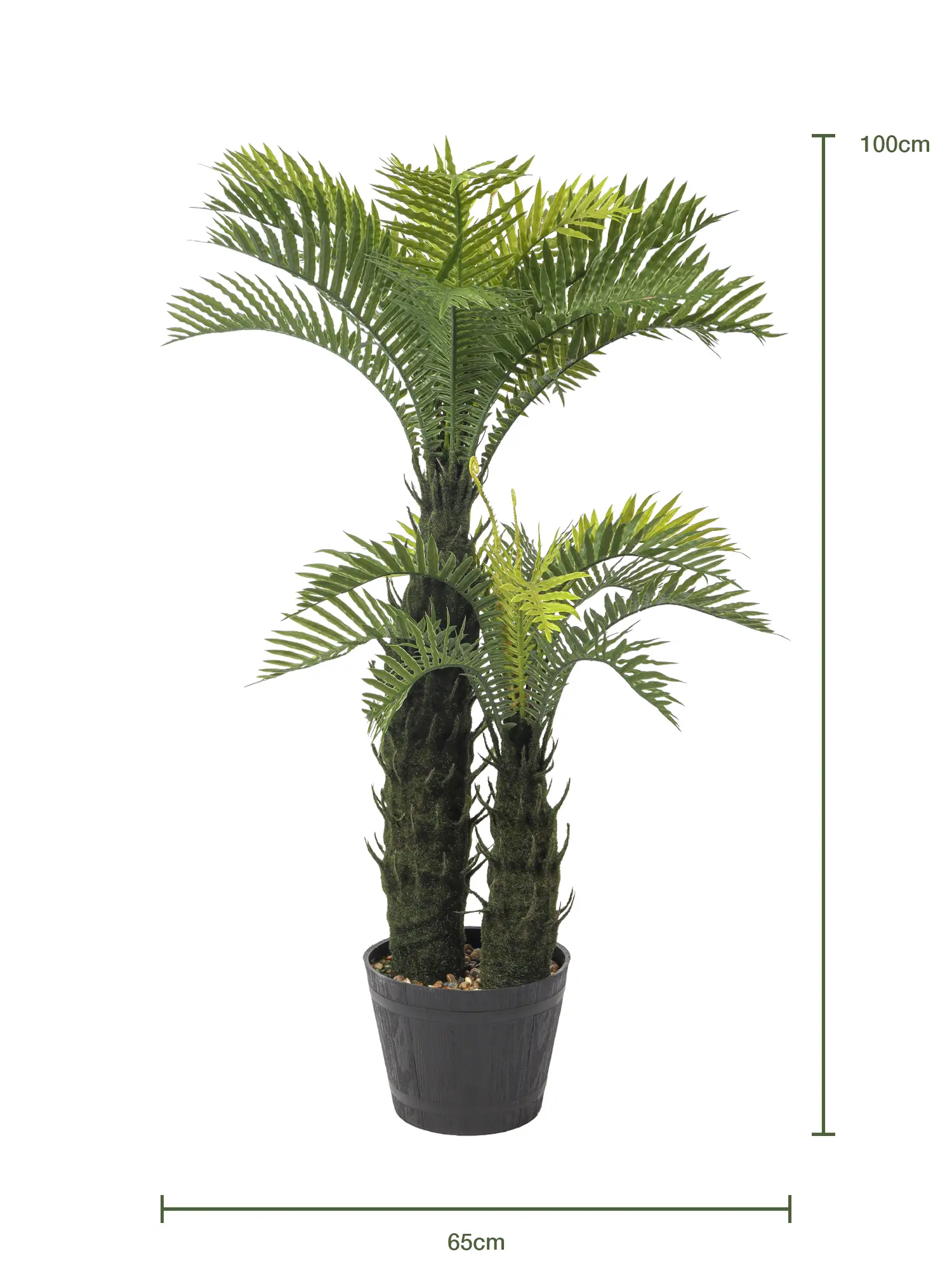 Levensechte kunstpalmboom – Kunst Varenpalm Barbados 100cm met twee stevige stammen