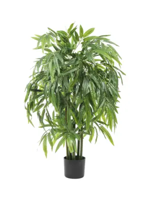 Kunstplant Bamboe Groen 110cm met groene stammen en volle bladeren, perfect voor binnen en kleine ruimtes – onderhoudsvrij en levensecht.