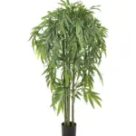 Kunstplant Bamboe Groen 140cm met groene stammen en volle bladeren, perfect voor binnen en beschut buiten – onderhoudsvrij en natuurgetrouw.
