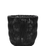 Plantenpot Rotan Kunststof Zwart Ø30 – handgevlochten zwarte kunstrotan plantenpot met folie – 30cm binnenmaat – Kunstpalm.nl