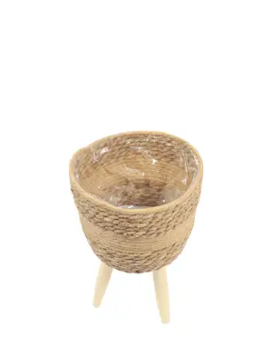 Natuurlijke plantenpot op pootjes – 17cm hoog – van zeegras – Kunstpalm.nl