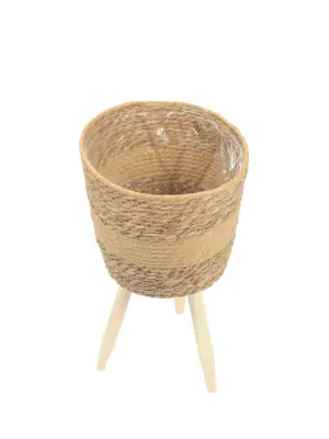 Natuurlijke plantenpot op pootjes – 22cm hoog – van zeegras – Kunstpalm.nl
