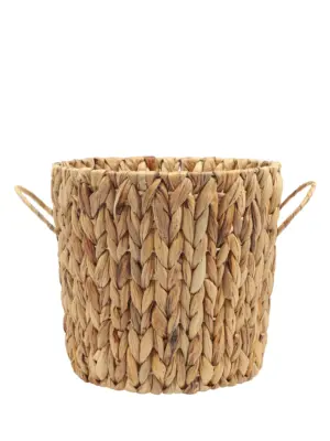 Plantmand Waterhyacint Middel – handgevlochten van waterhyacintvezels – 30cm diameter – Kunstpalm.nl