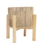 Handgevlochten touwmand met houten standaard – 28,5 cm diameter – Kunstpalm.nl