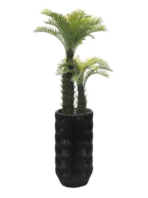 Zwarte hoge kunstrotan plantenbak – 60cm hoog – met uitneembare bodemverhoger