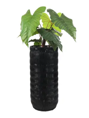 Zwarte hoge kunstrotan plantenpot – 91cm hoog