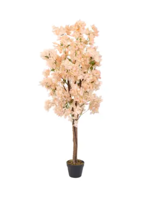 Perzik Roze Kunstboom Bougainvillea 150cm met oranje-roze bloemen en weelderige kruin.