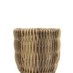 Plantenpot Rotan Kunststof Naturel Ø23 – handgevlochten kunst rotan plantenpot met folie – 23cm binnenmaat – Kunstpalm.nl