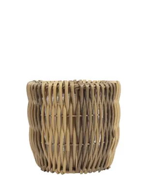 Plantenpot Rotan Kunststof Naturel Ø23 – handgevlochten kunst rotan plantenpot met folie – 23cm binnenmaat – Kunstpalm.nl