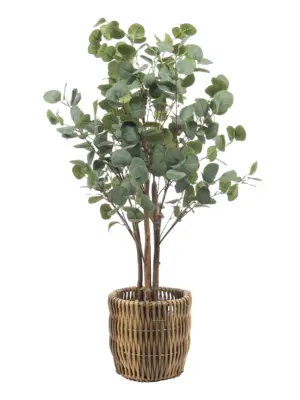 Plantenpot Rotan Kunststof Naturel Ø23 – 24cm hoog – lichtbruine kunststof rotan pot – Kunstpalm.nl