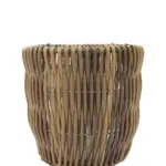 Natuurlijk ogende kunststof rotan plantenpot – 31cm hoog – lichtbruin/beige – Kunstpalm.nl