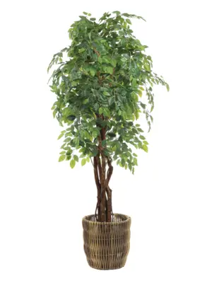 Plantenpot Rotan Kunststof Naturel Ø30 – handgevlochten kunstrotan plantenpot met folie – 30cm binnenmaat – Kunstpalm.nl