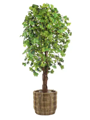 Duurzame neprotan plantenpot met natuurlijke kleur en metalen frame.