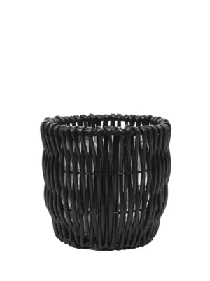 Plantenpot Rotan Kunststof Zwart Ø30 – zwarte gevlochten plantenpot – 30cm breed