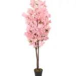 Roze Kunstboom Bougainvillea 150cm met zachtroze bloesembladeren, witte accenten en groene blaadjes – volle, natuurgetrouwe kunstbloemboom voor binnen en buiten.