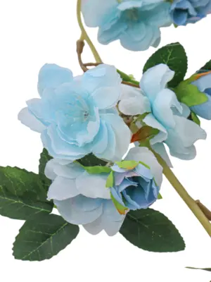 Blauwe Bloemslinger 170cm met lichtblauwe en donkerblauwe bloemen